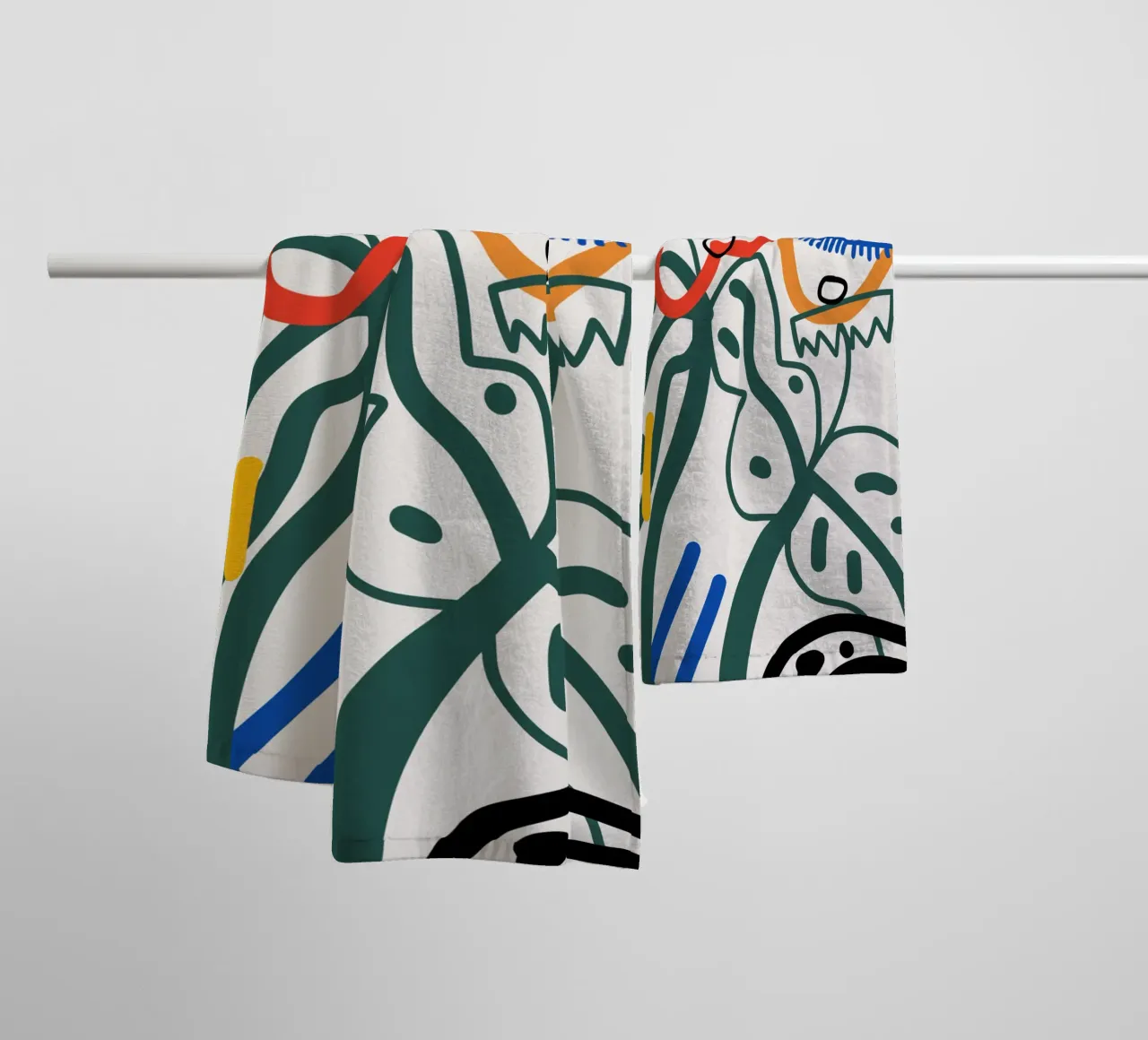 Maximalist line art 08 towel by Little Dean