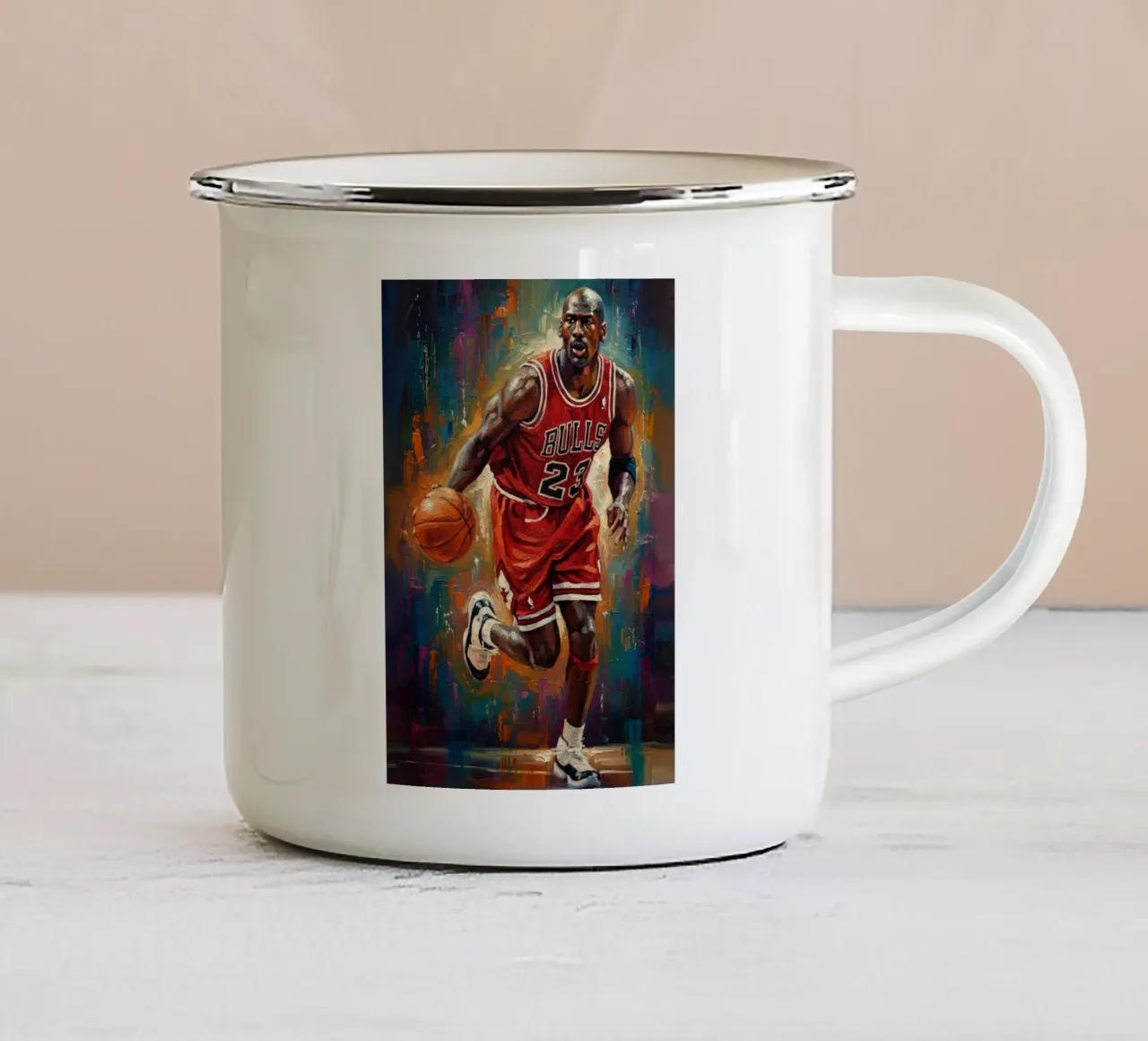 Michael Jordan in prima serata tazza in smalto da Lembayung art