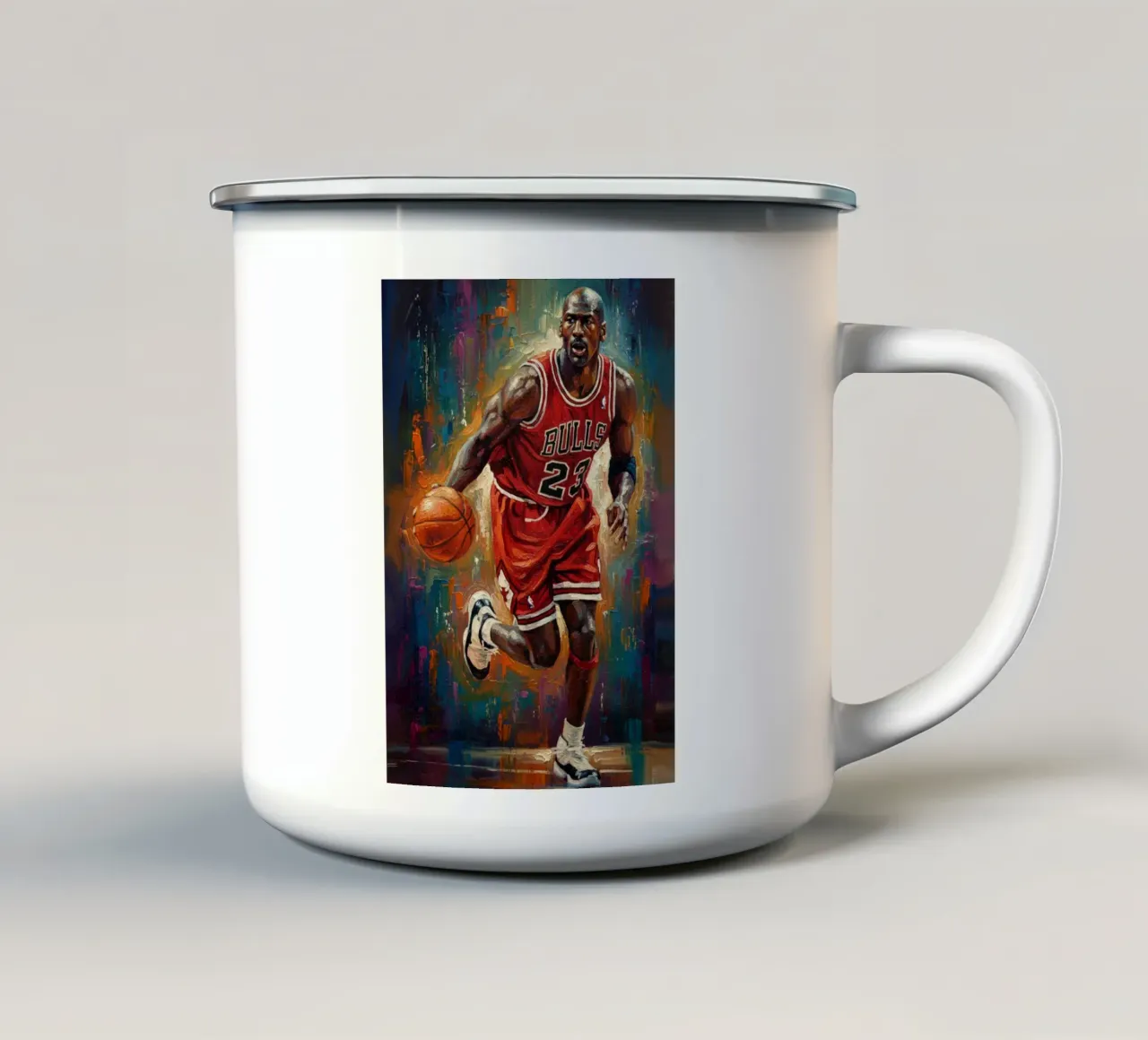 Michael Jordan in prima serata tazza in smalto da Lembayung art