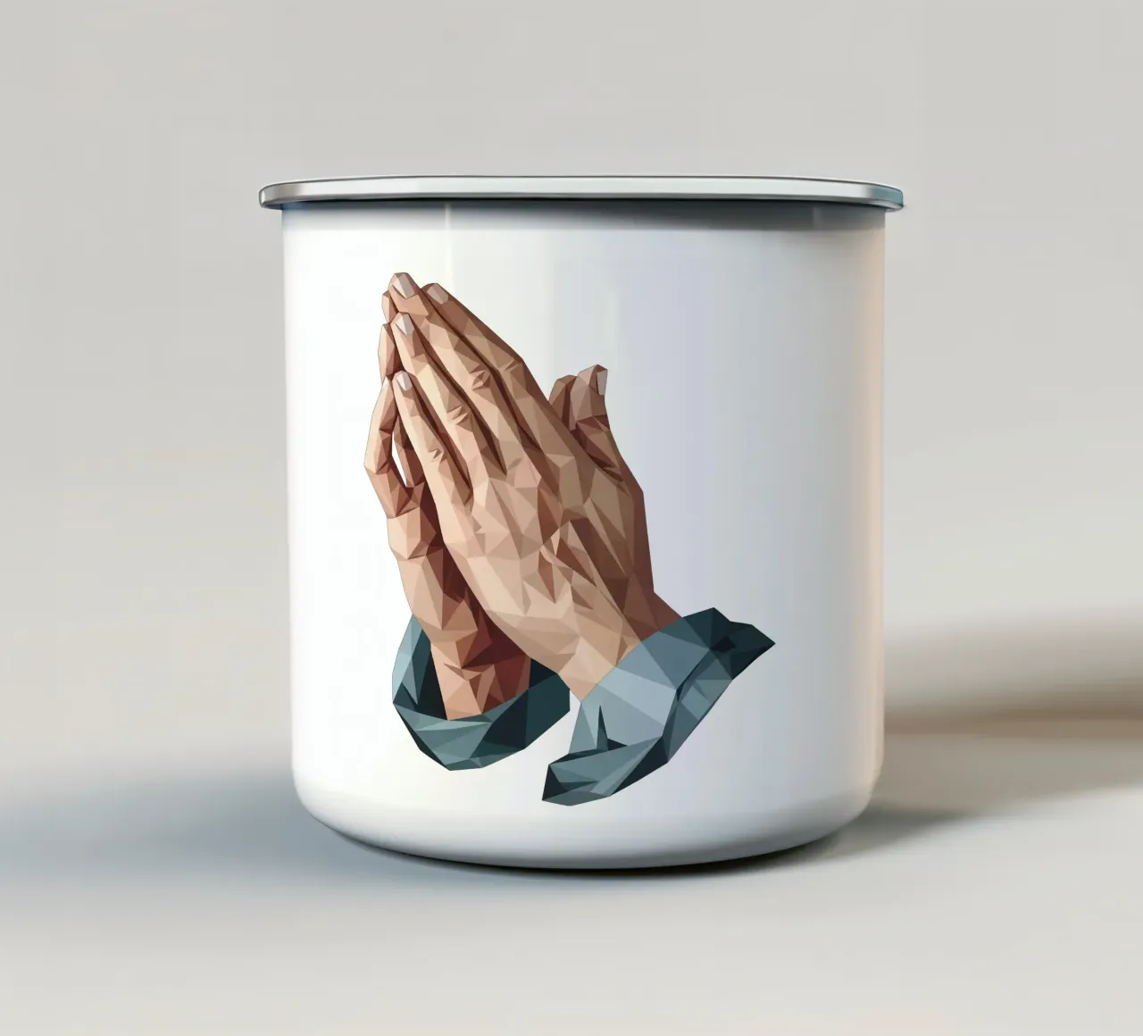 Mani in preghiera Lowpoly tazza in smalto da Low Profile