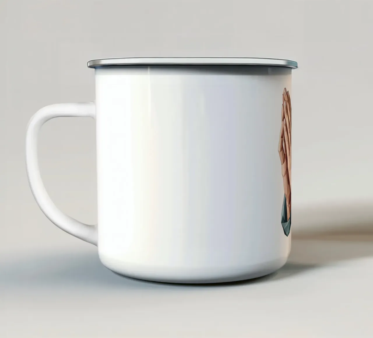 Mani in preghiera Lowpoly tazza in smalto da Low Profile