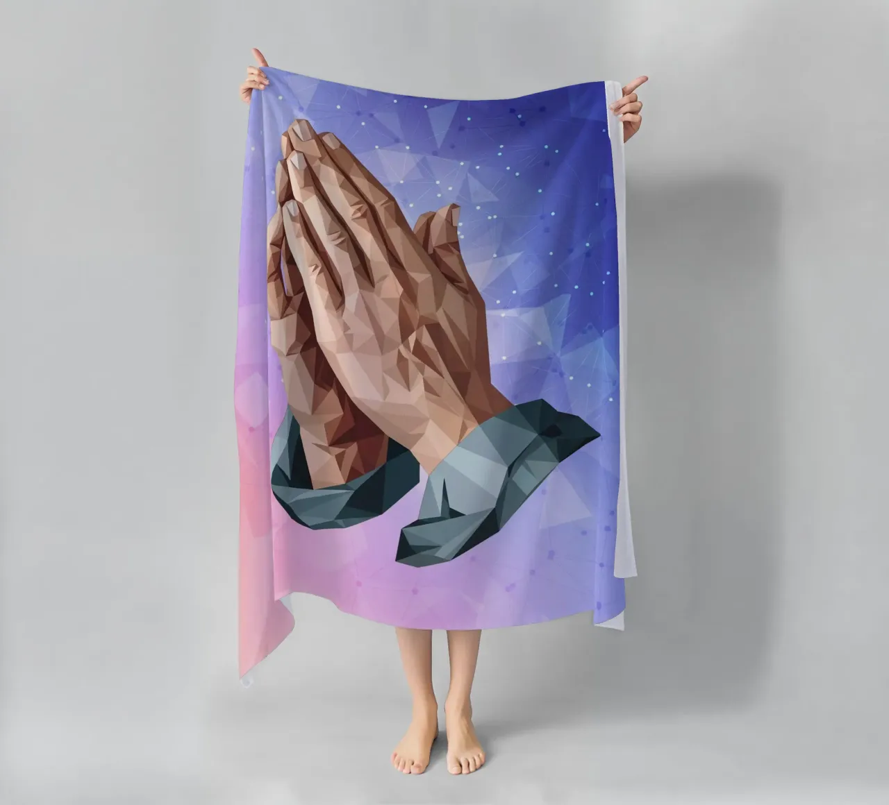 Mani in preghiera Lowpoly telo mare da Low Profile
