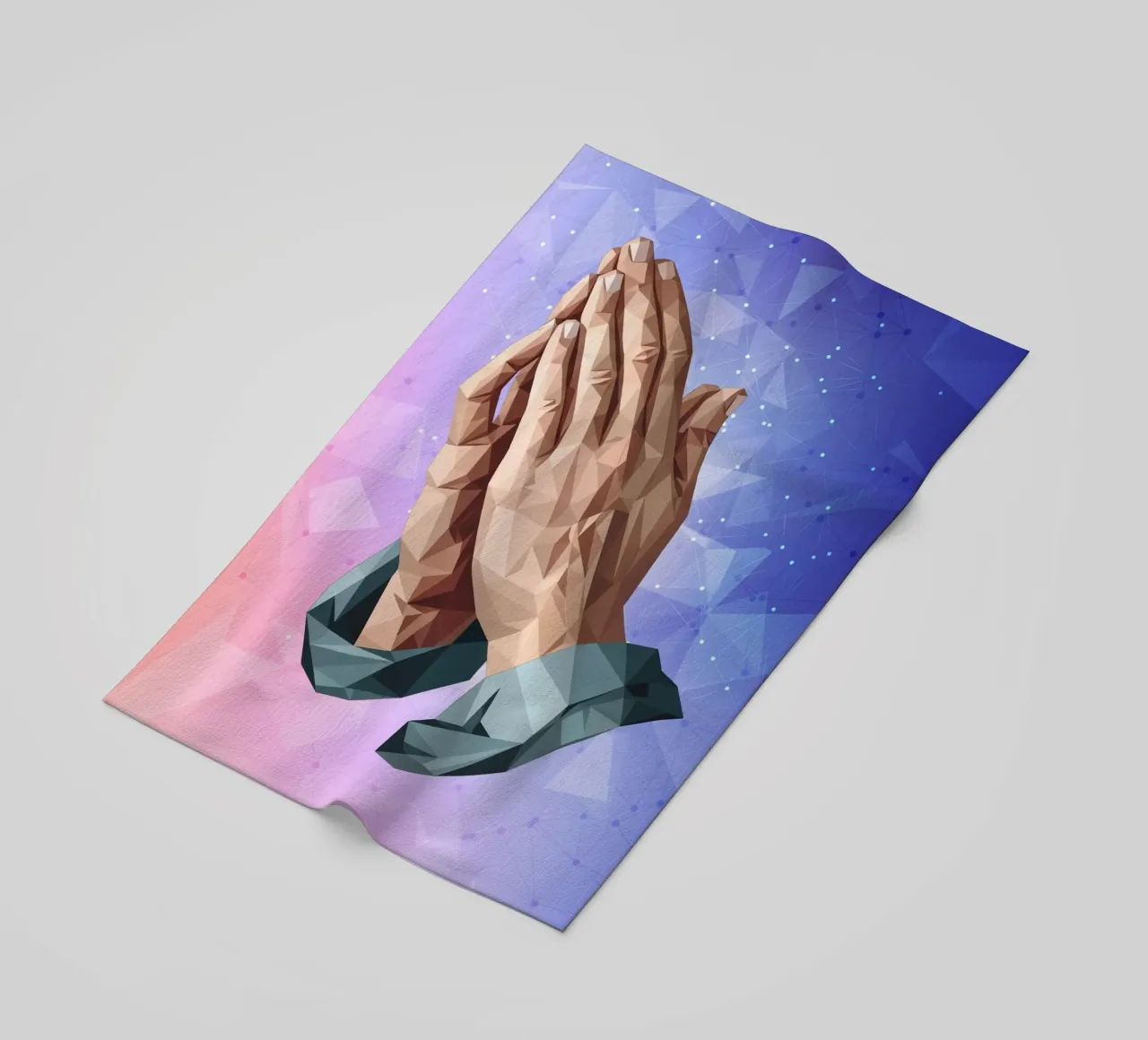 Mani in preghiera Lowpoly telo mare da Low Profile