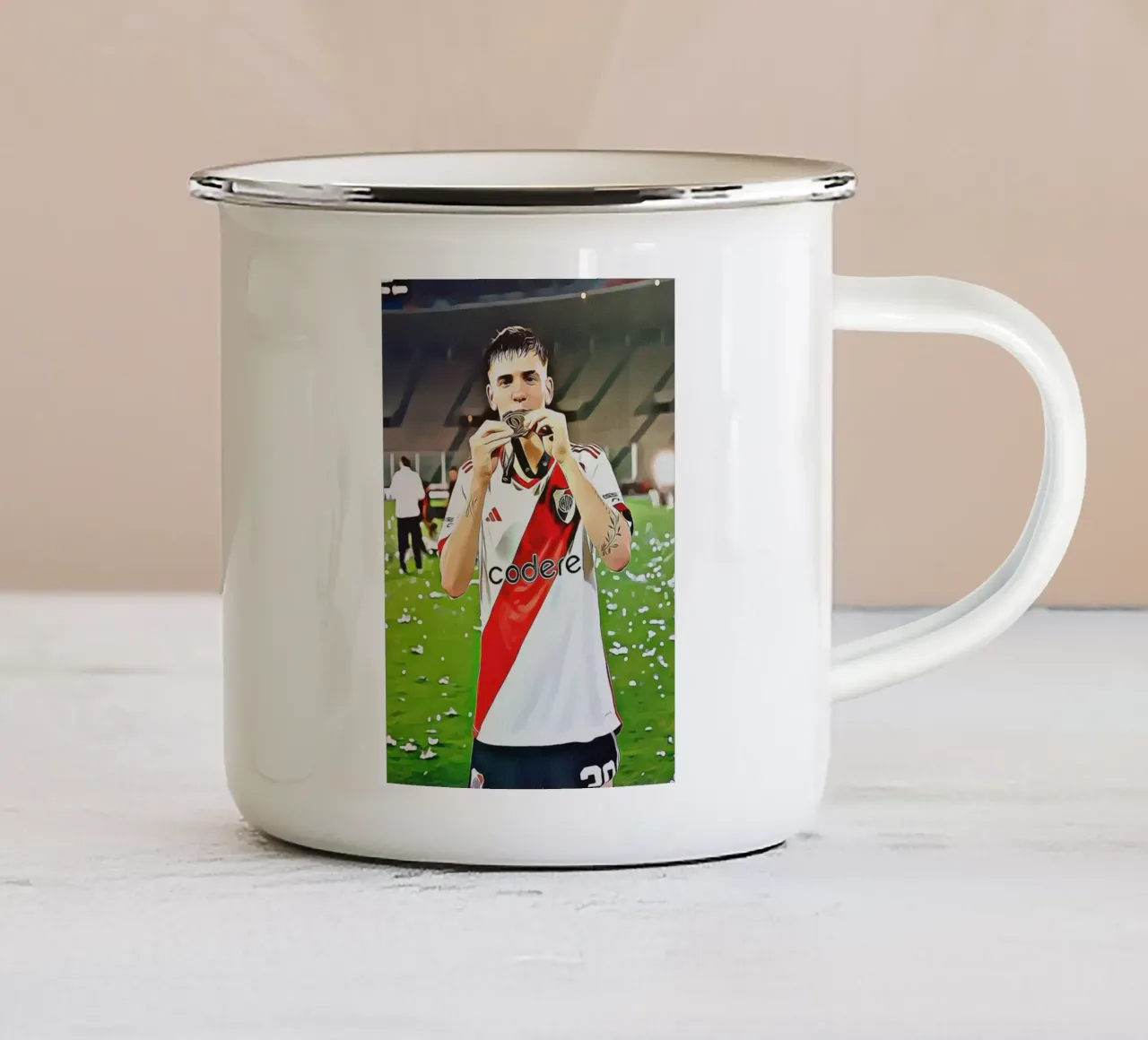 Franco Mastantuono River Plate Digital Art tazza in smalto da ArdanART