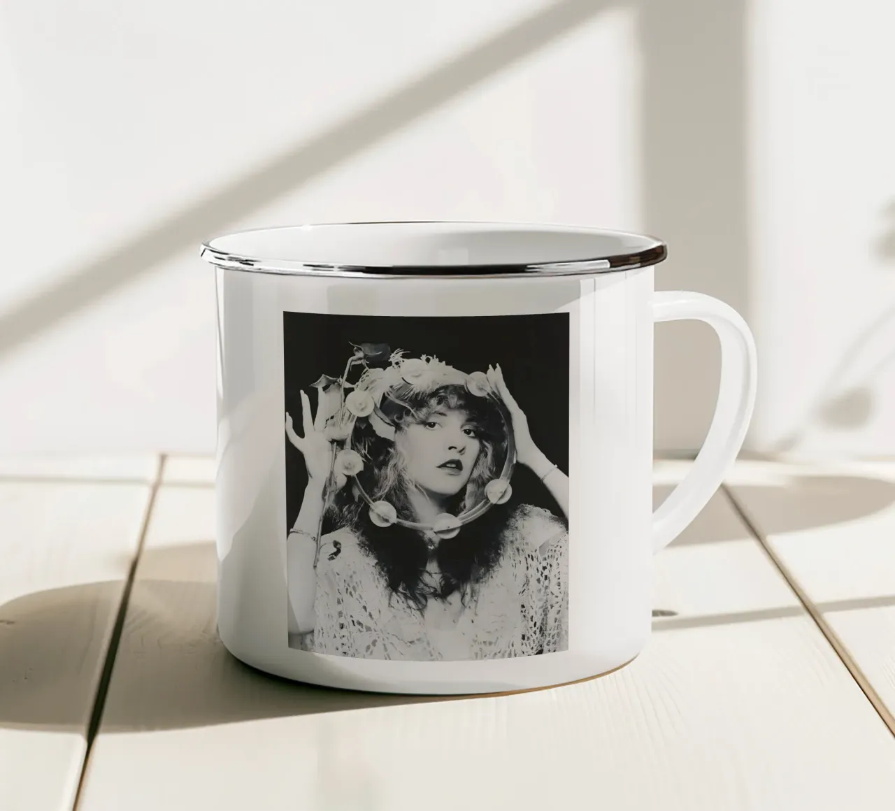 Stevie Nicks Monocromo tazza in smalto da vintage