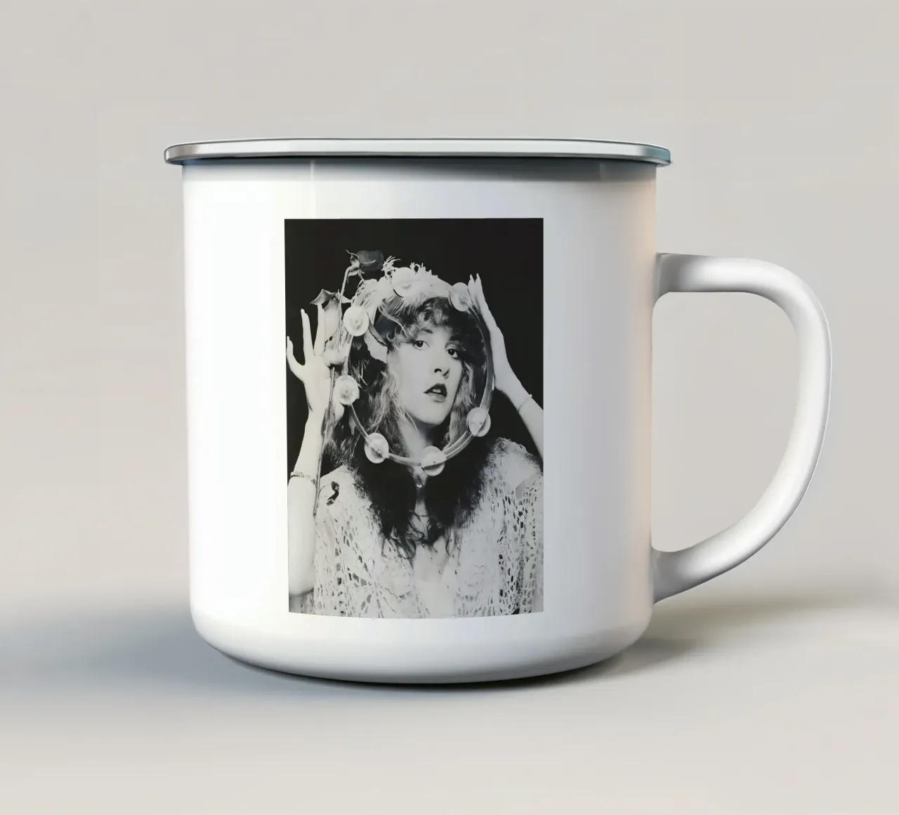 Stevie Nicks Monocromo tazza in smalto da vintage