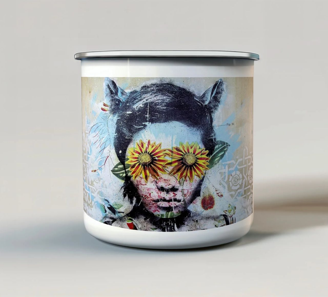 Erba tenera e arrossata tazza in smalto da Tameo
