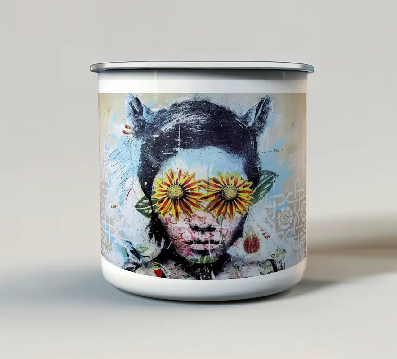 Erba tenera e arrossata tazza in smalto da Tameo