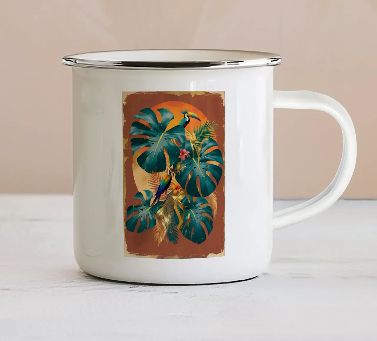 Paradiso della Monstera tropicale tazza in smalto da Botanical Gallery