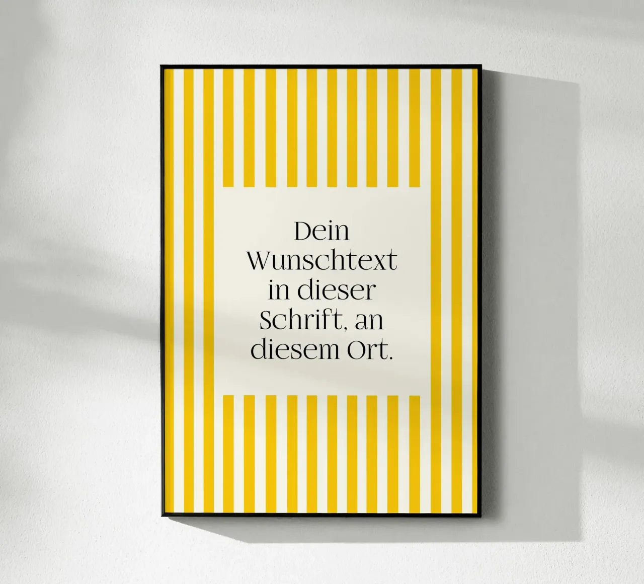 Wunschtext mit gelben Streifen plexiglass da WORTSPIEL