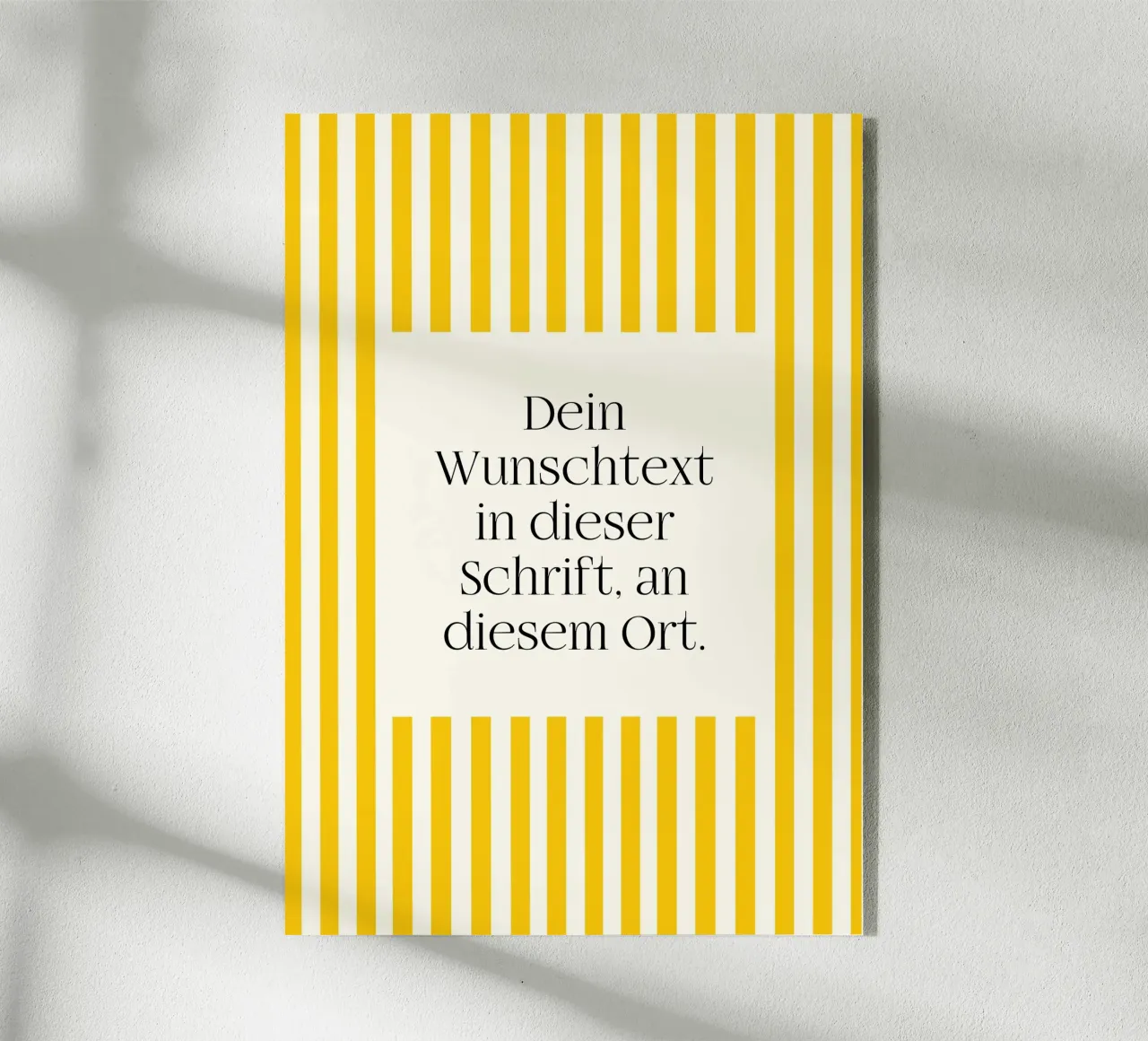 Wunschtext mit gelben Streifen plexiglass da WORTSPIEL