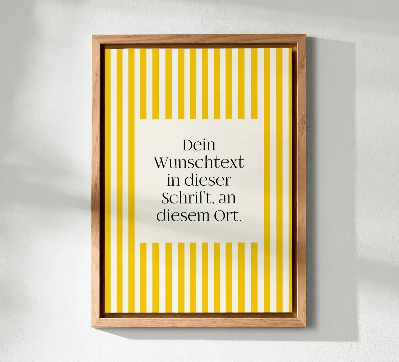 Wunschtext mit gelben Streifen alluminio dibond da WORTSPIEL
