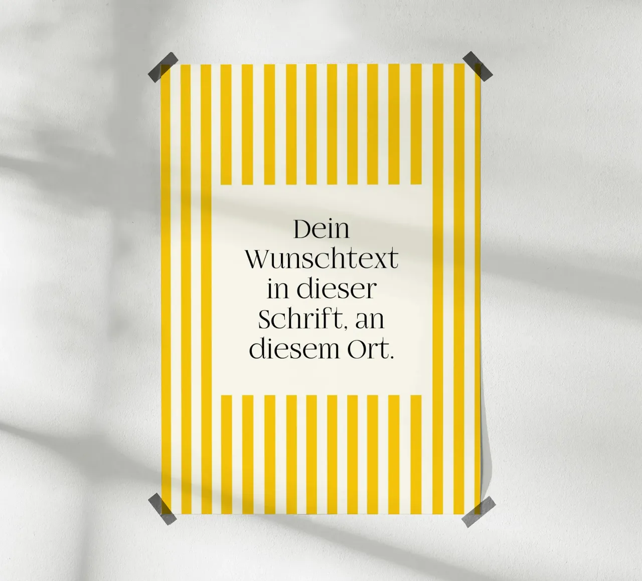 Wunschtext mit gelben Streifen carta hahnemühle da WORTSPIEL