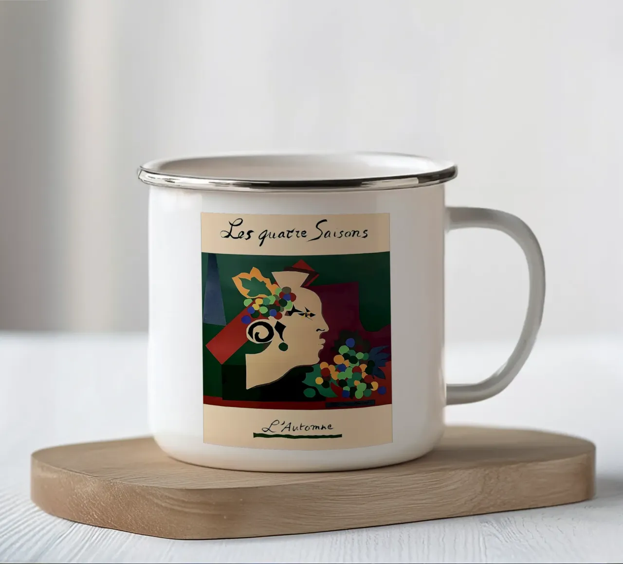 Le quattro stagioni tazza in smalto da Peteriespinoza Studio