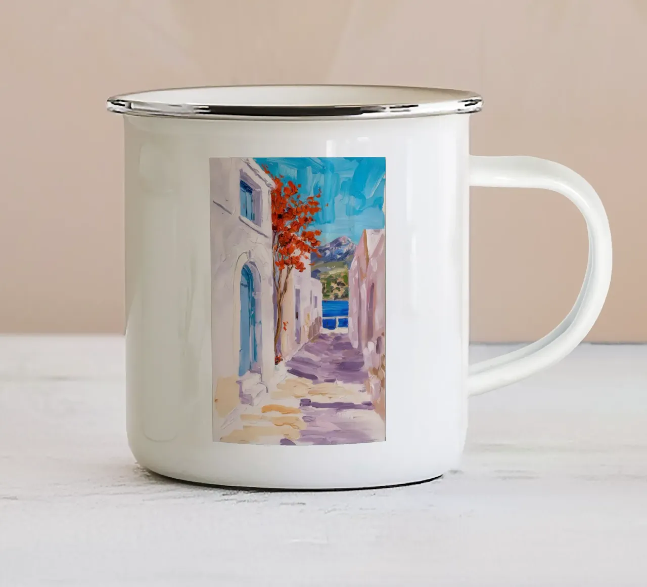 Fiorisce la porta azzurra tazza in smalto da Angkasa Mist