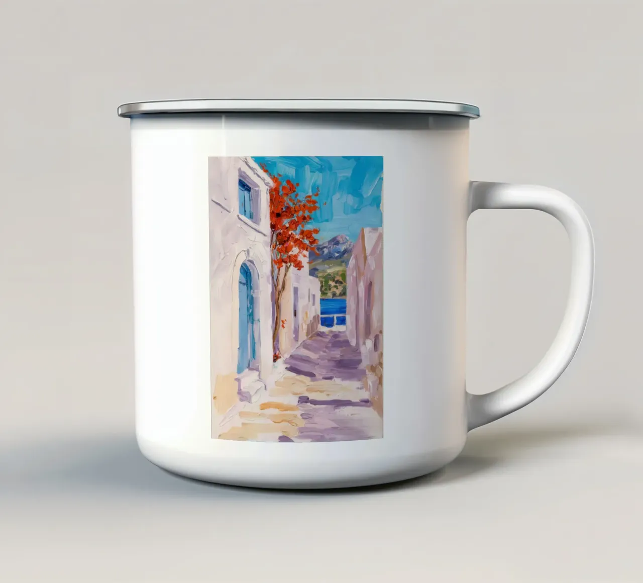 Fiorisce la porta azzurra tazza in smalto da Angkasa Mist