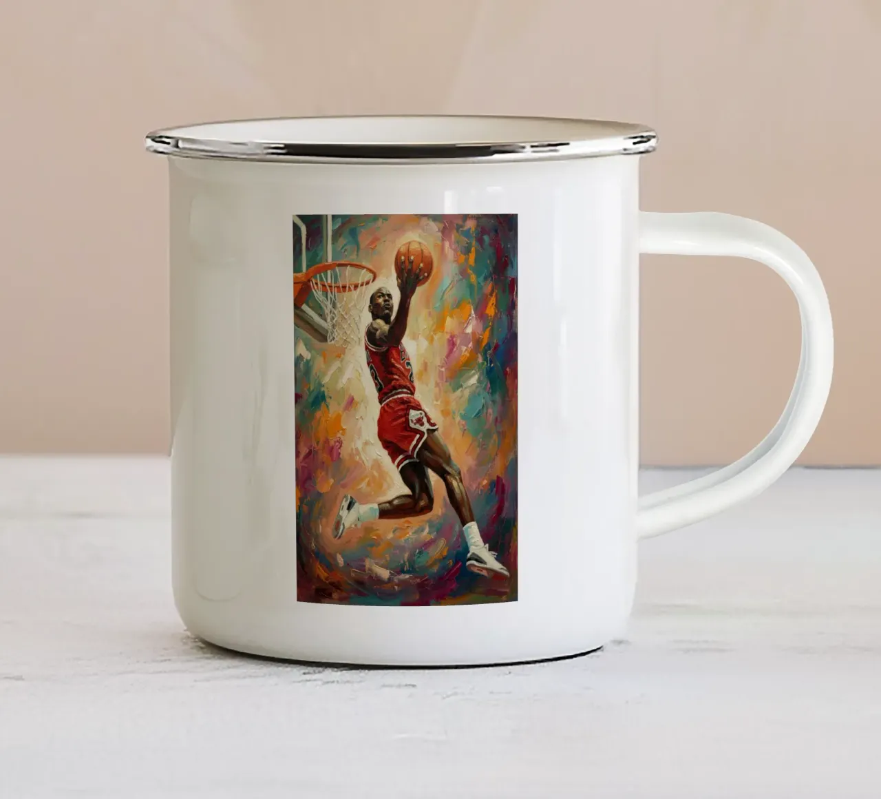 L'iconica schiacciata di Michael Jordan tazza in smalto da Lembayung art