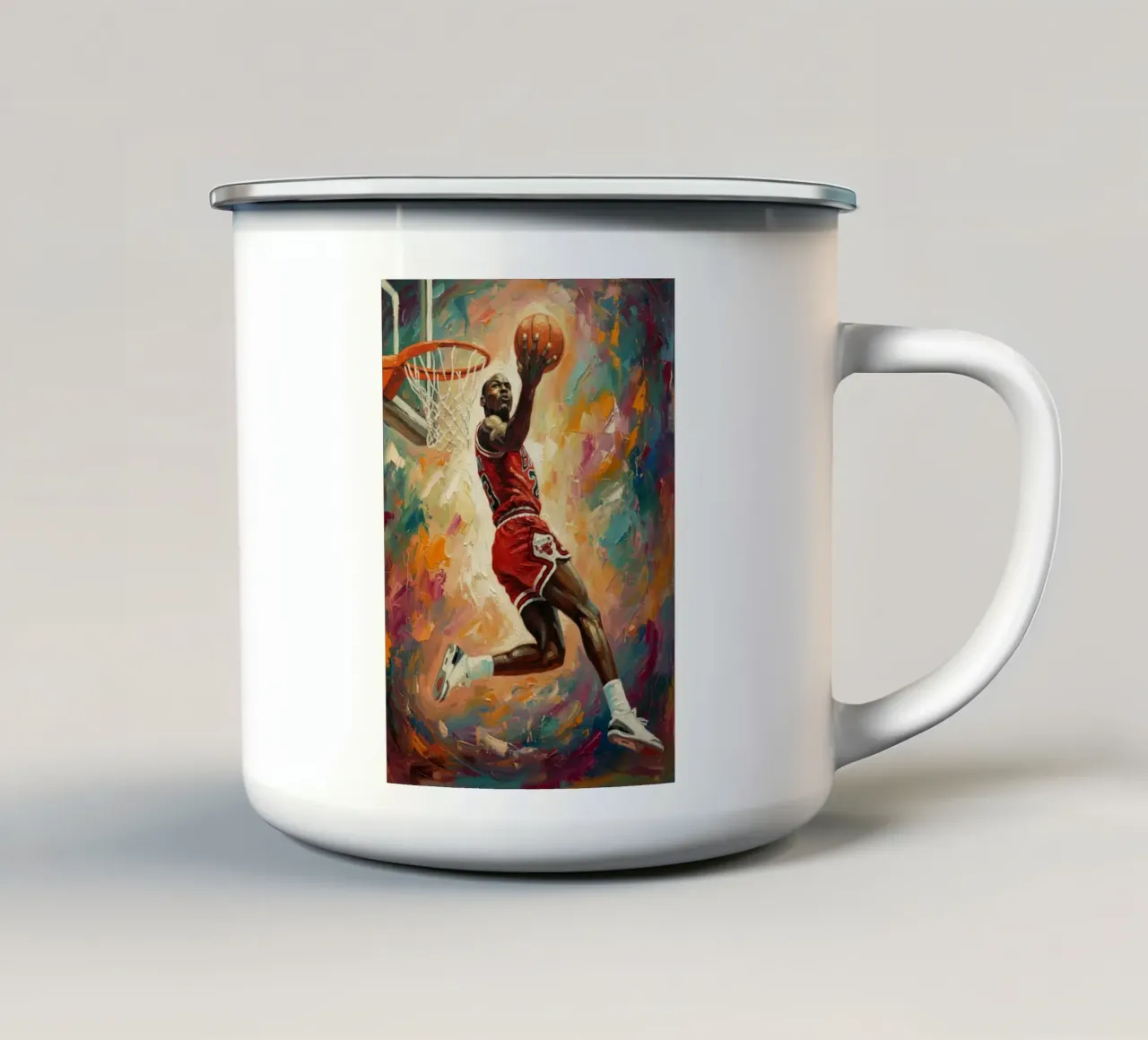 L'iconica schiacciata di Michael Jordan tazza in smalto da Lembayung art