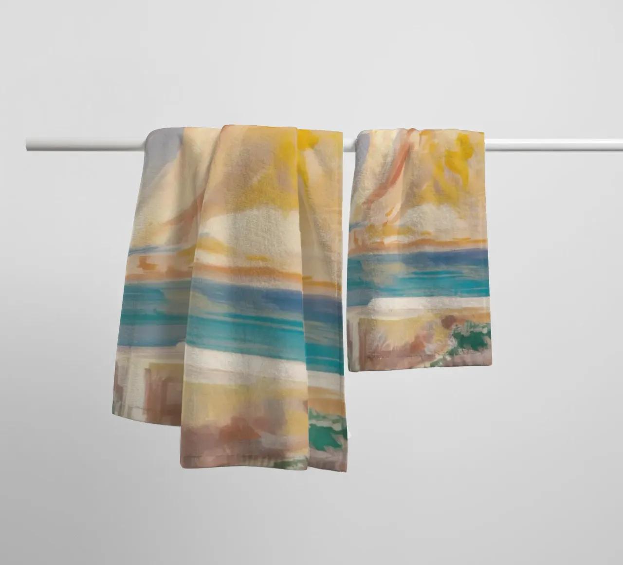 Sunlit Coastal Cliffs towel by Angkasa Mist