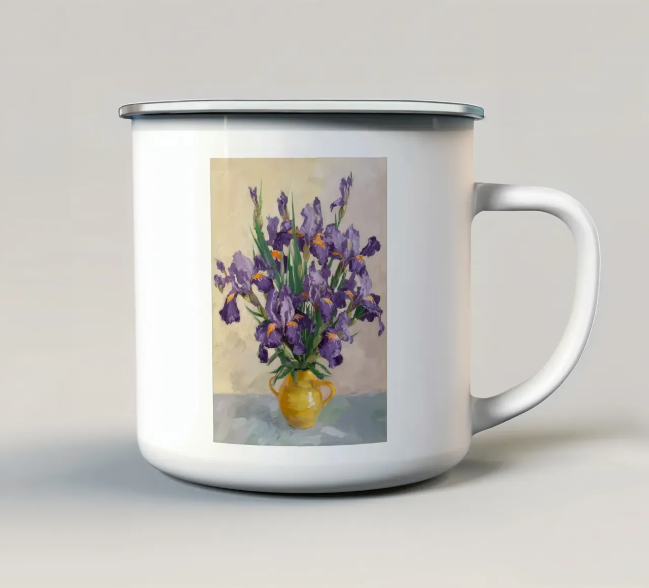 Bouquet di iris regale tazza in smalto da Angkasa Mist