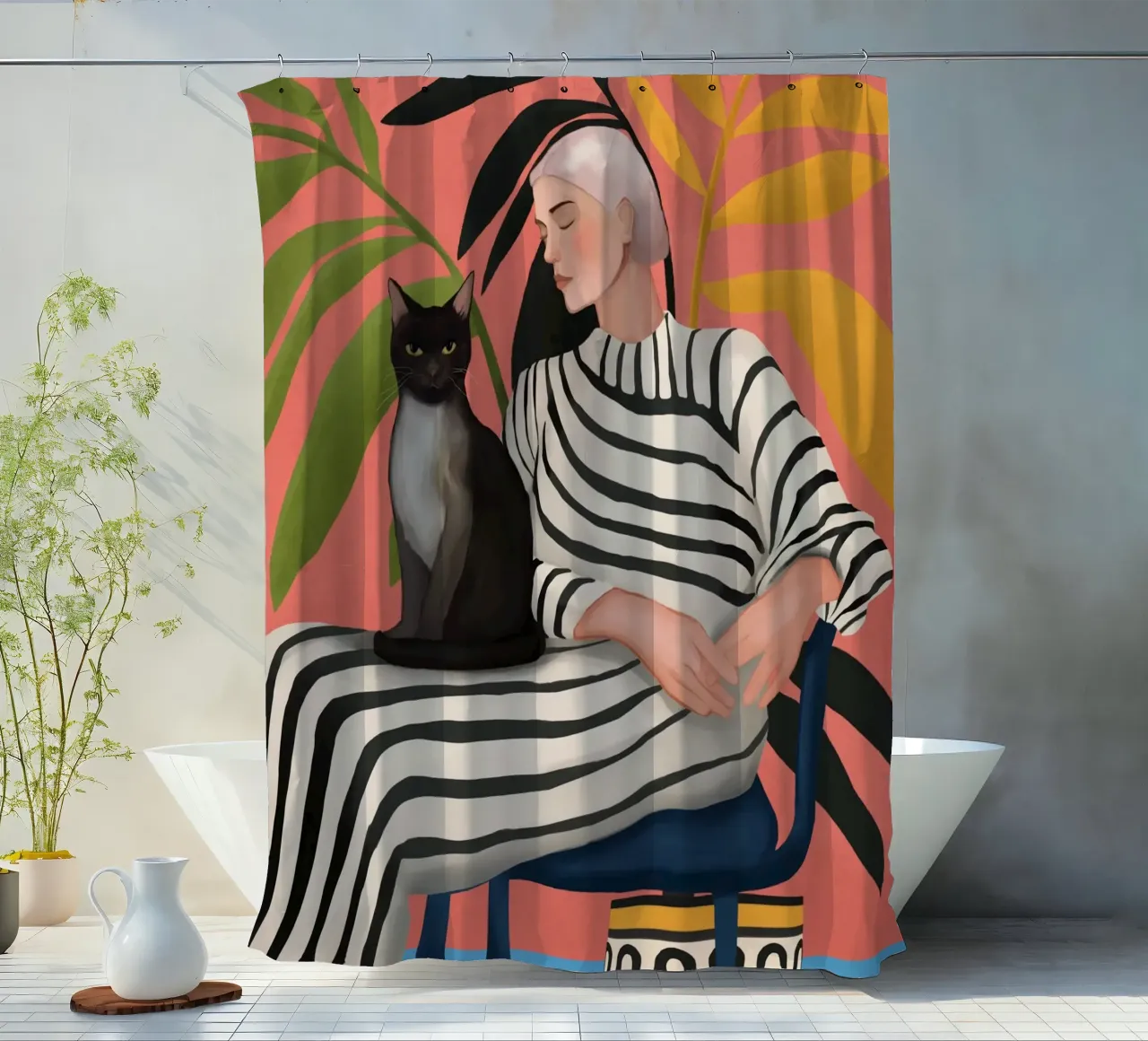 The Cat and the Calm tenda da doccia da cityart