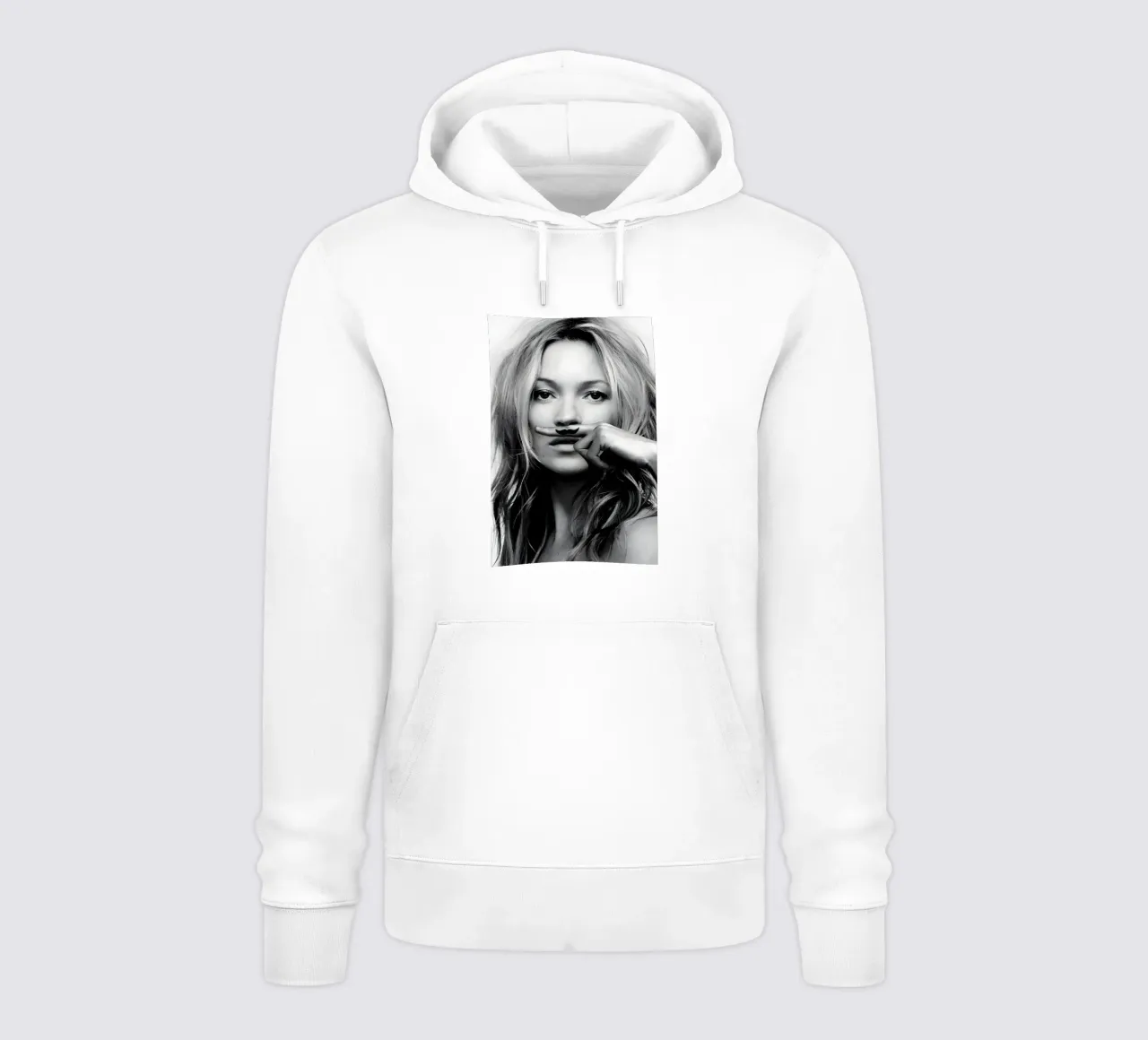 Kate Moss con i baffi felpa con cappuccio da vintage