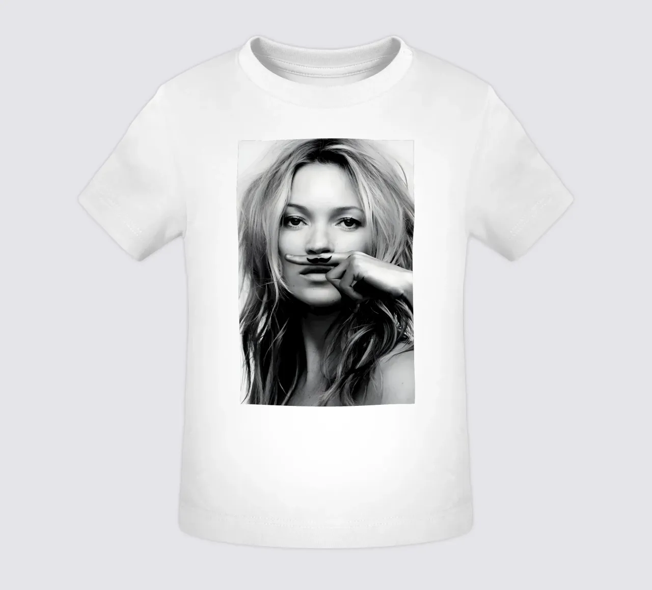 Kate Moss con i baffi maglietta neonato da vintage