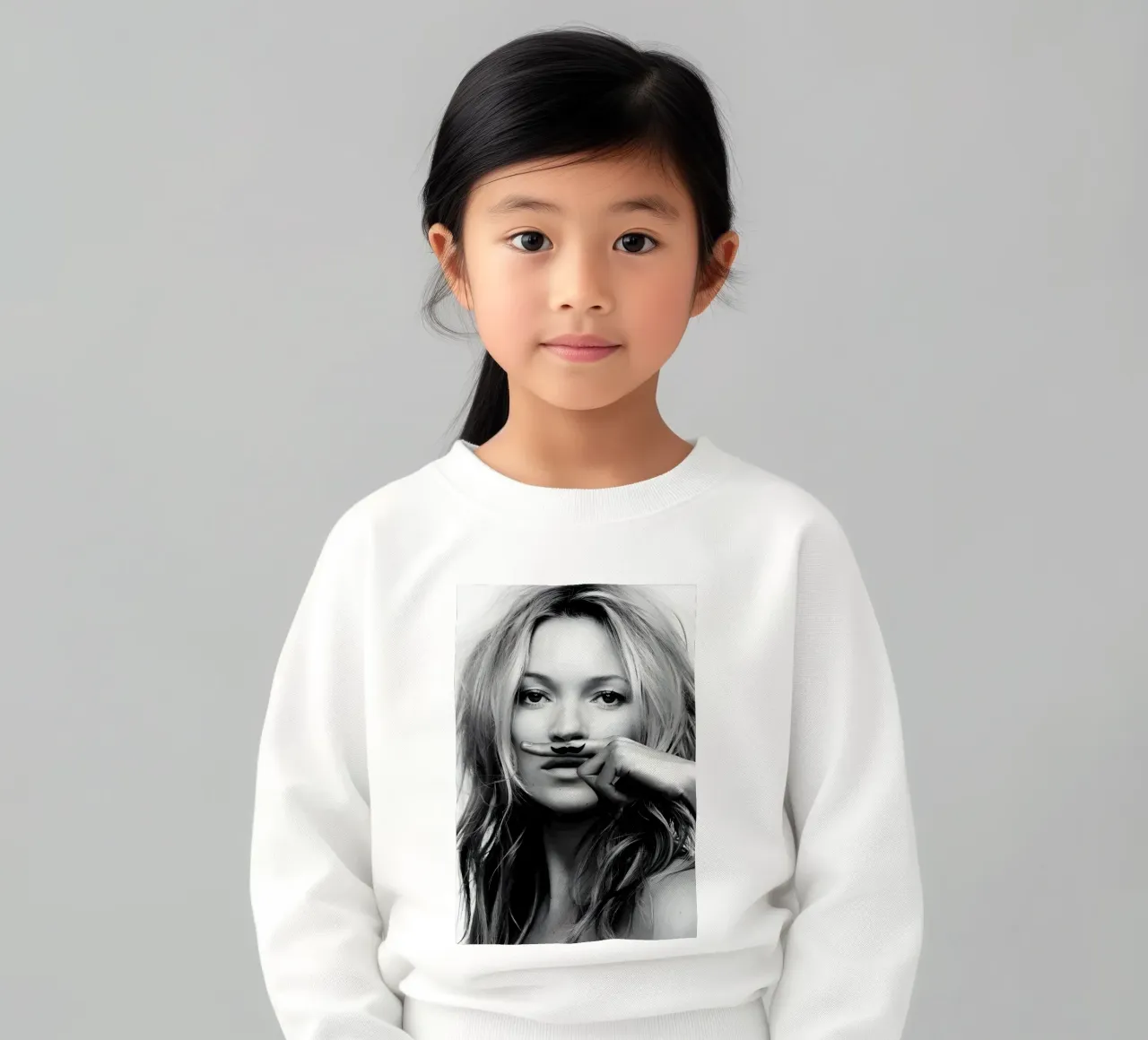 Kate Moss con i baffi felpa bambino da vintage