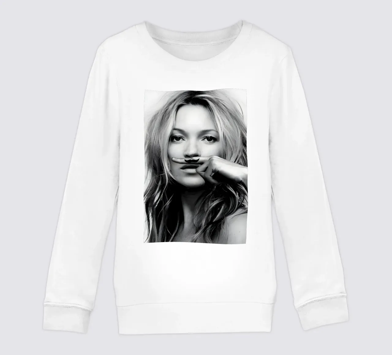 Kate Moss con i baffi felpa bambino da vintage