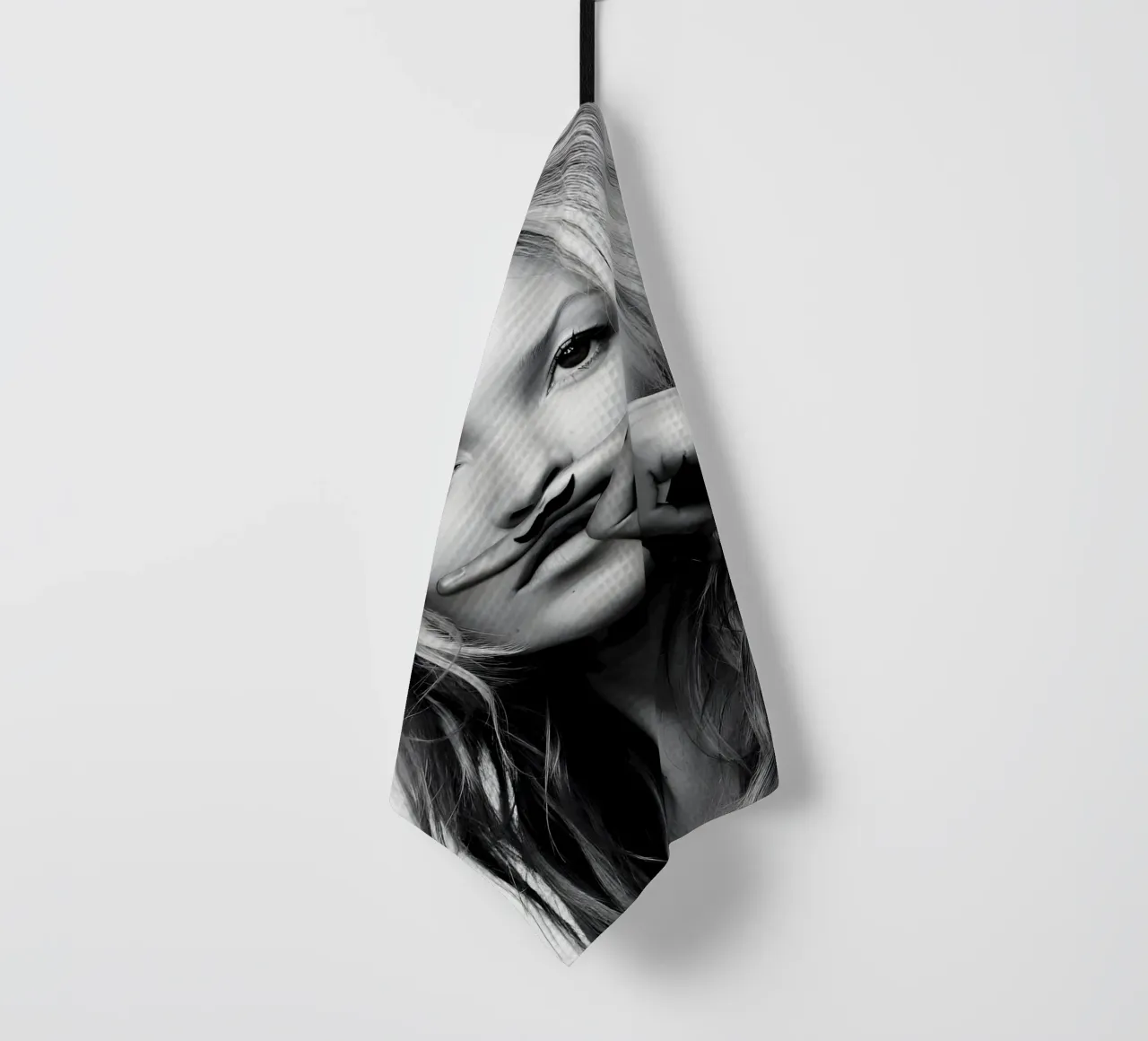 Kate Moss con i baffi canovaccio da cucina da vintage