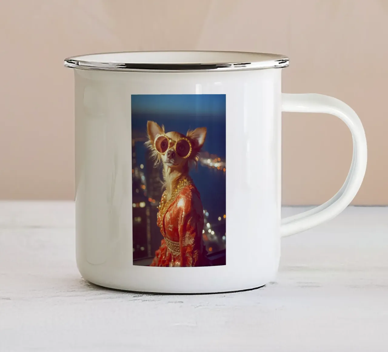 Samantha tazza in smalto da Affiches Chien Originales – Dogland