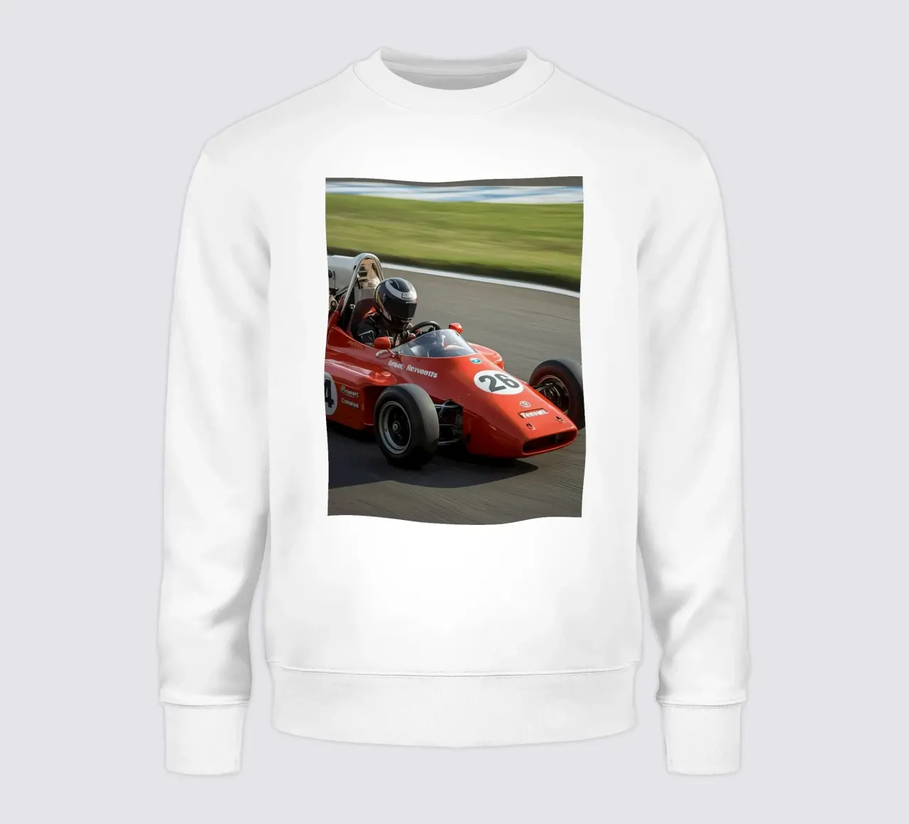 Auto da corsa di Formula rossa in pista felpa da DesignDoodle