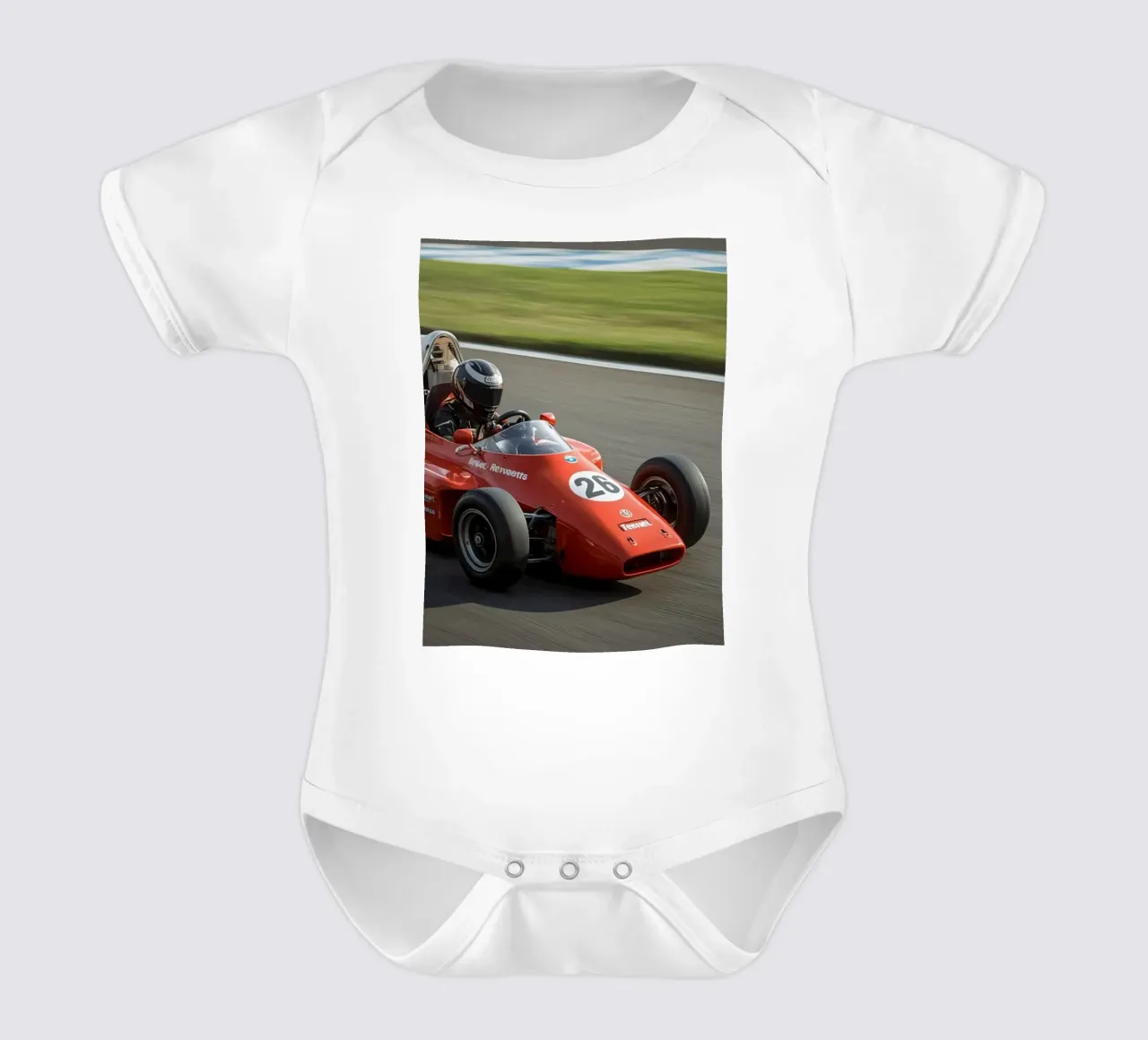 Auto da corsa di Formula rossa in pista body neonato maniche corte da DesignDoodle