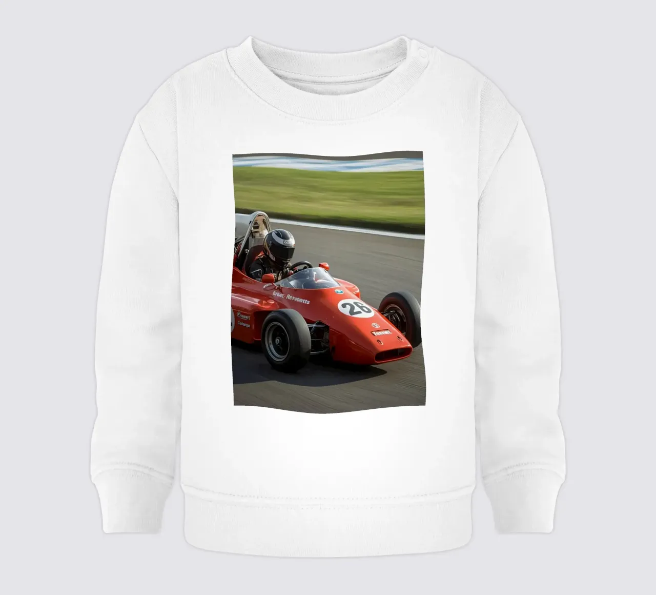 Auto da corsa di Formula rossa in pista felpa neonato da DesignDoodle
