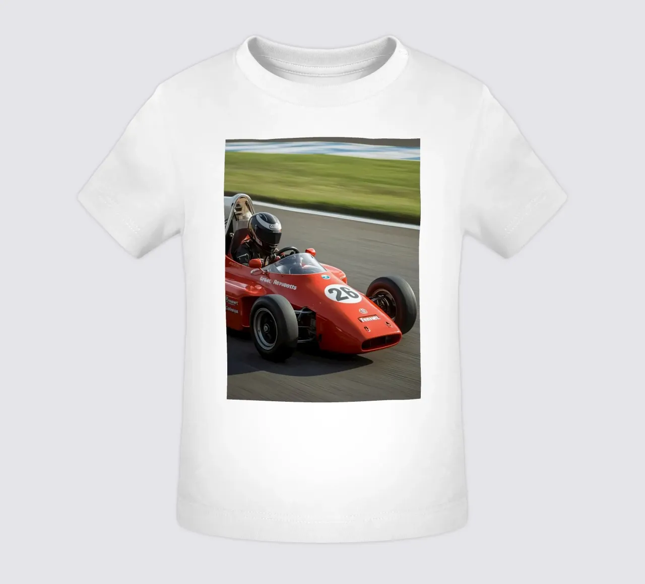 Auto da corsa di Formula rossa in pista maglietta neonato da DesignDoodle