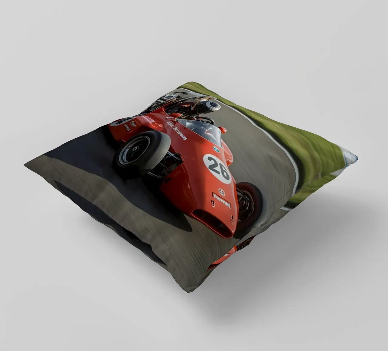 Auto da corsa di Formula rossa in pista cuscino da DesignDoodle