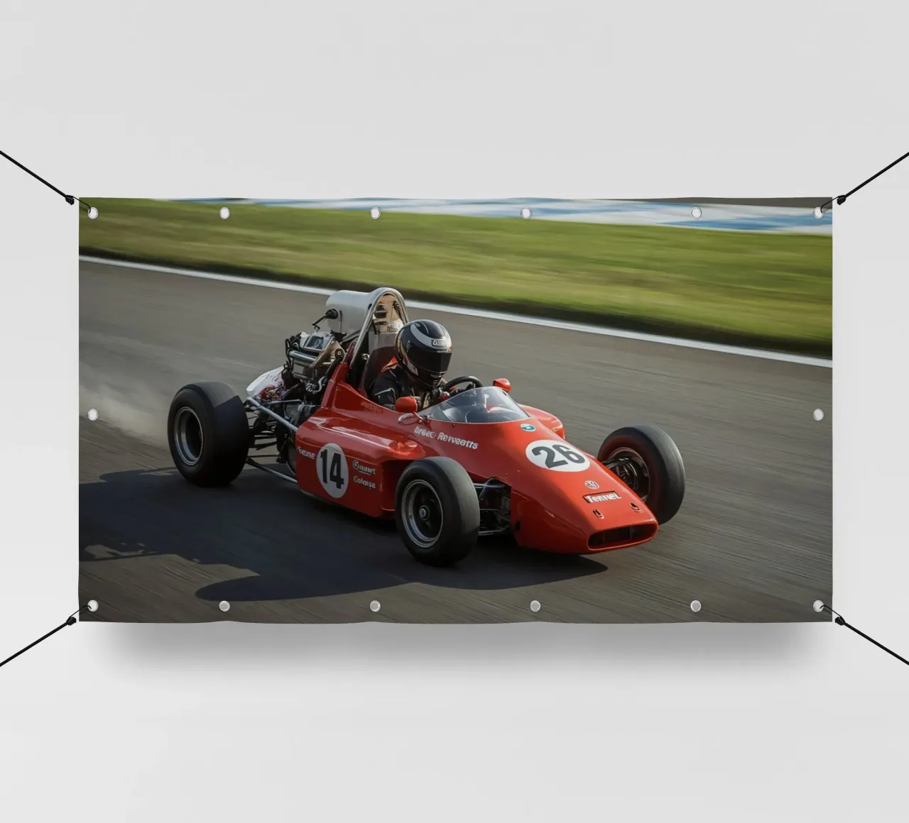 Auto da corsa di Formula rossa in pista telo in pvc da DesignDoodle