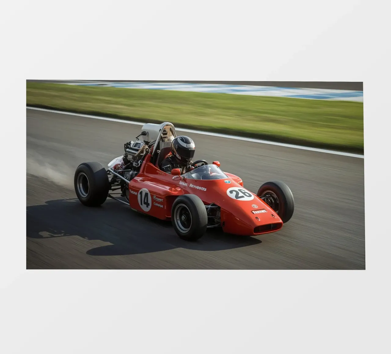 Auto da corsa di Formula rossa in pista telo in pvc da DesignDoodle