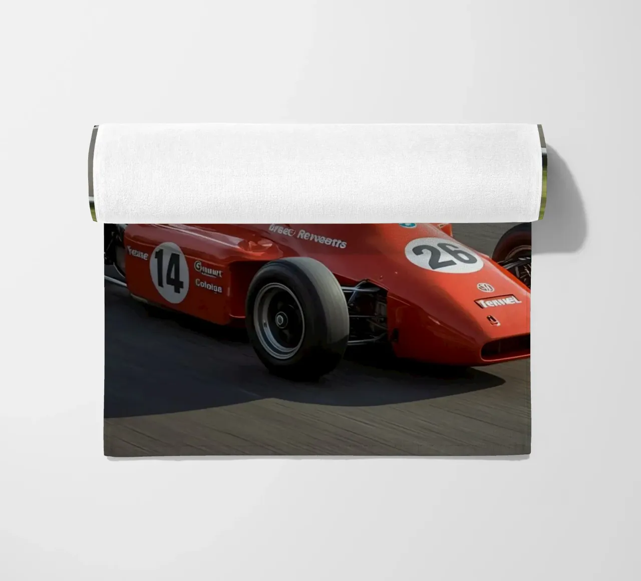 Auto da corsa di Formula rossa in pista telo mare da DesignDoodle