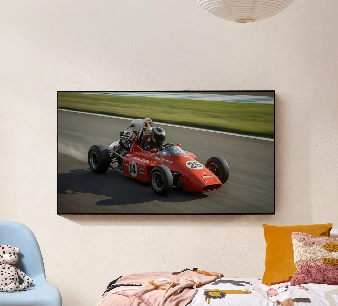Auto da corsa di Formula rossa in pista plexiglass da DesignDoodle