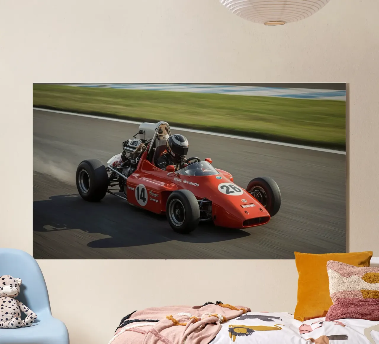 Auto da corsa di Formula rossa in pista plexiglass da DesignDoodle