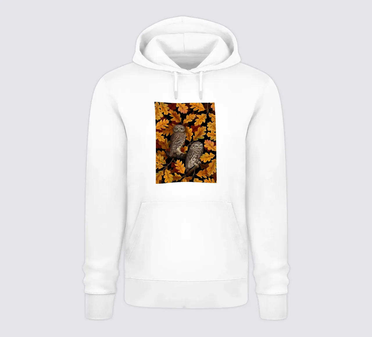 Gufi autunnali su nero felpa con cappuccio da Painted Nature