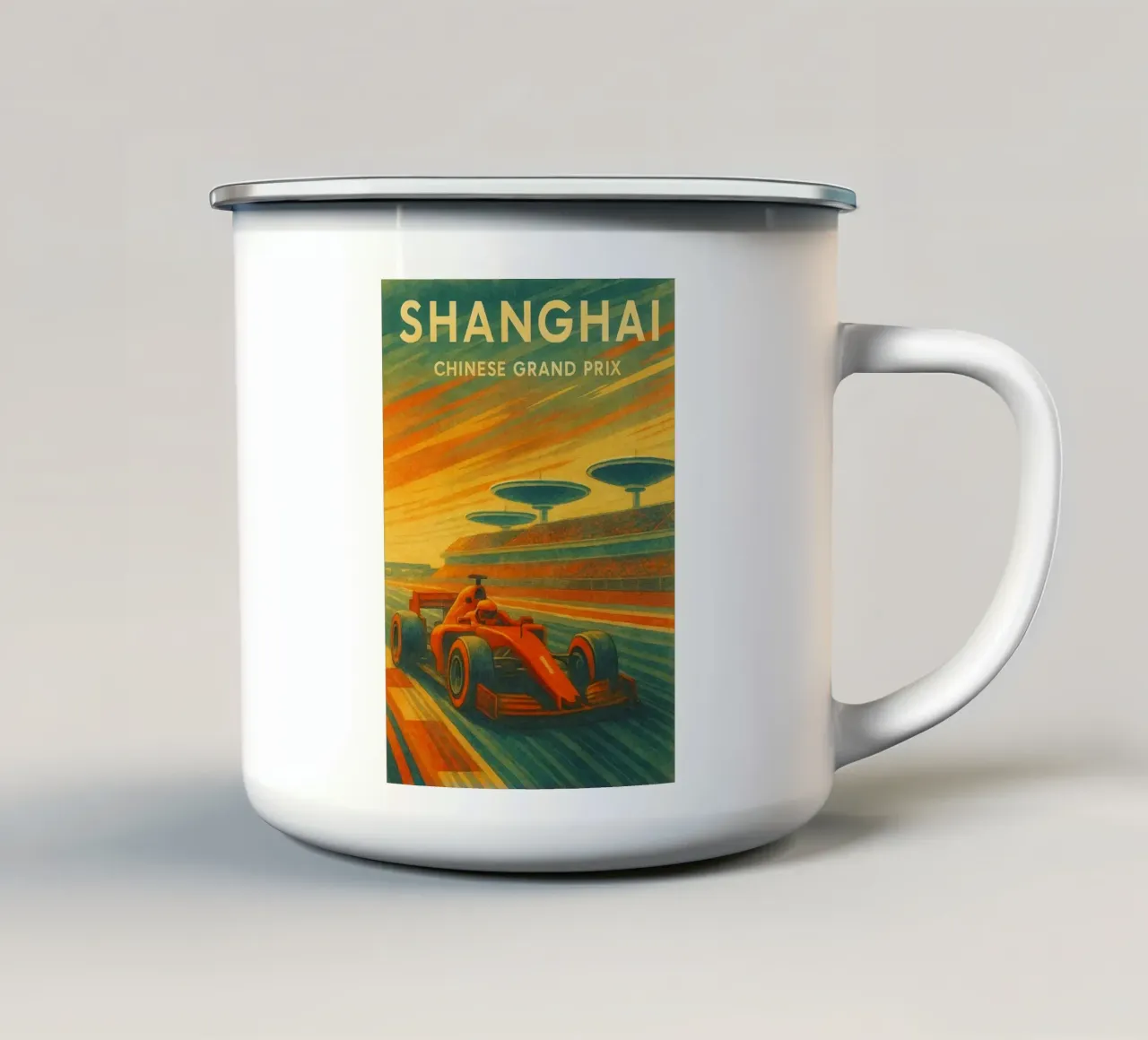shanghai grand prix oldtimer tekening emaille mok van orchida