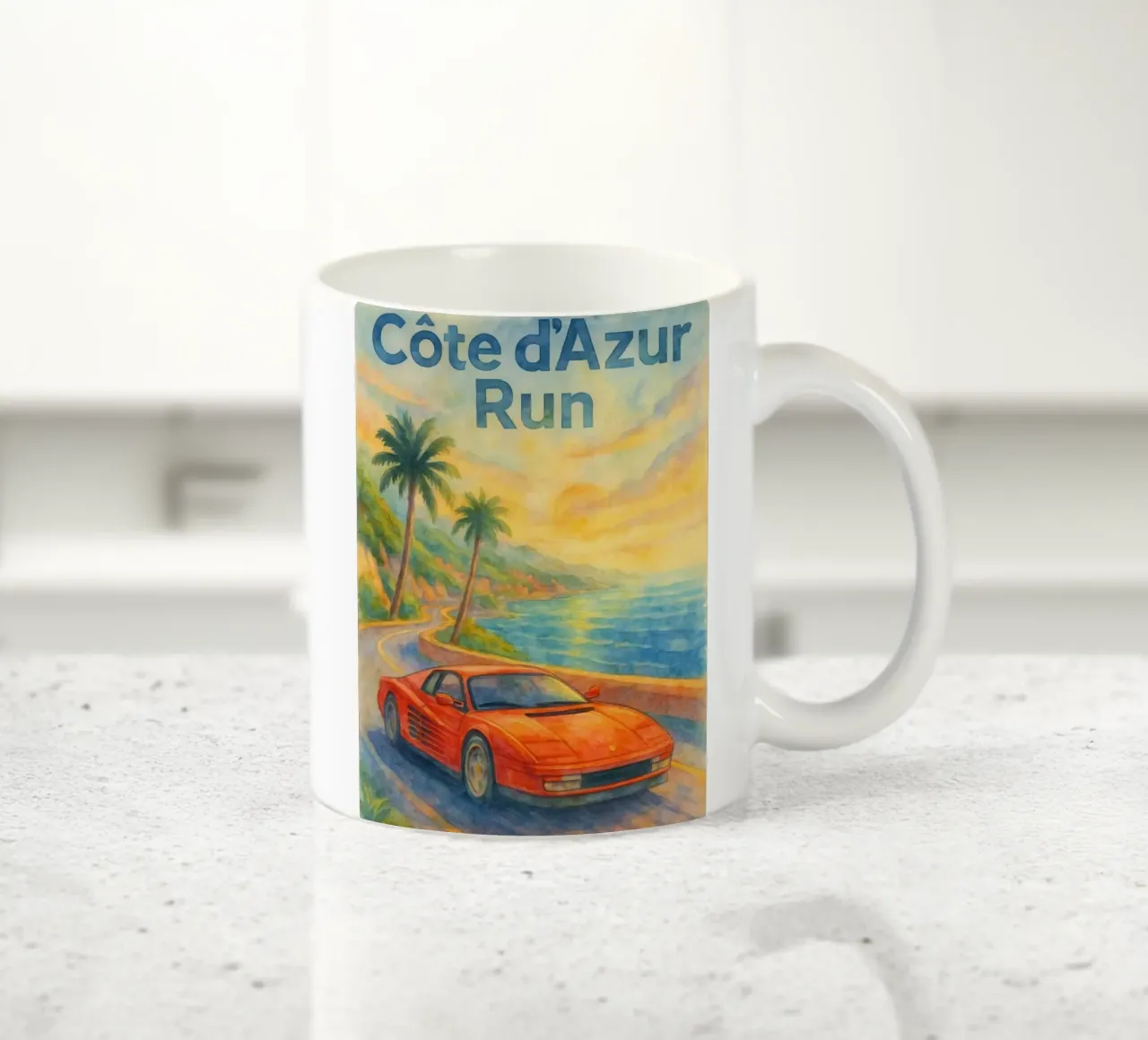 cote d azur run oldtimer tekening keramische mok van orchida
