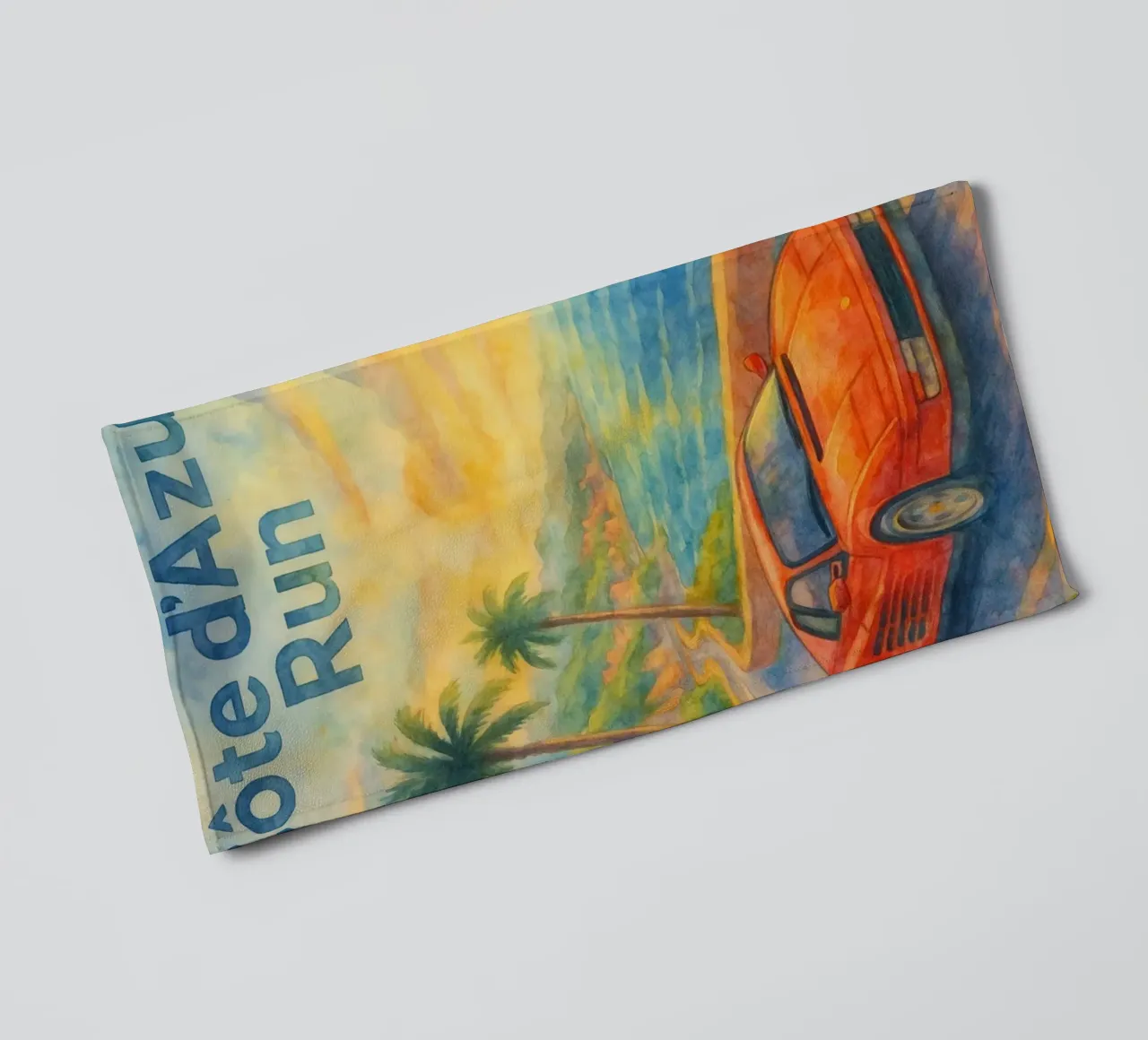 cote d azur run oldtimer tekening badhanddoek van orchida