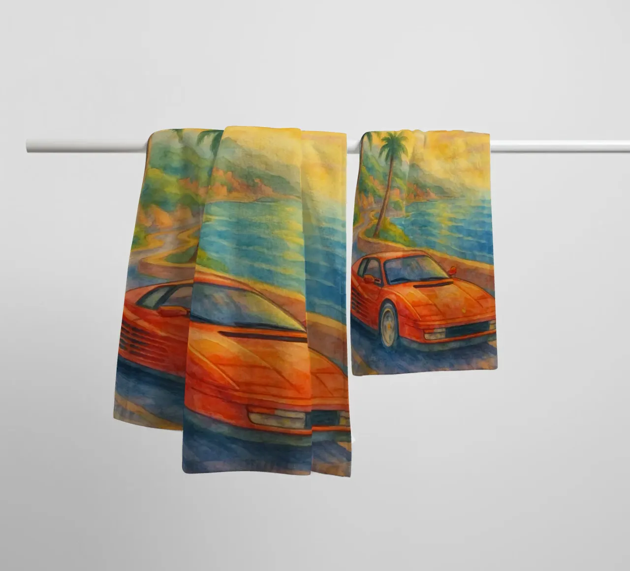 cote d azur run oldtimer tekening badhanddoek van orchida