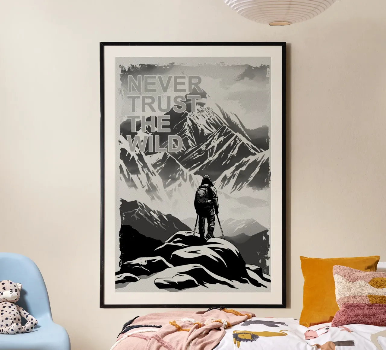 Never Trust The Wild | Outdoor Design poster con telaio in plastica da Autofocus