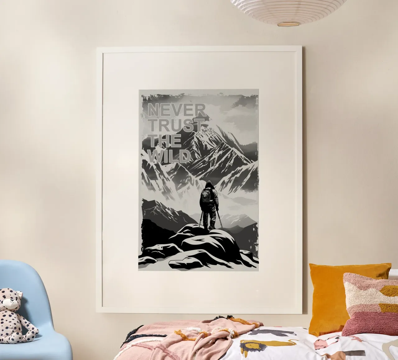 Never Trust The Wild | Outdoor Design poster con telaio in plastica da Autofocus