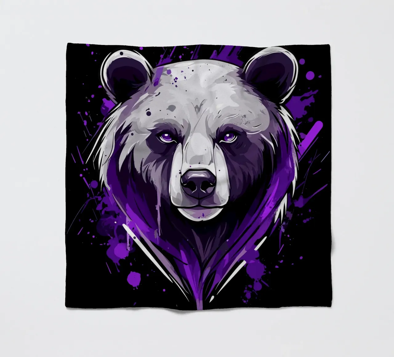 Testa di orso espressiva in stile graffiti coperta in pile da pixelbull - medieval art and more