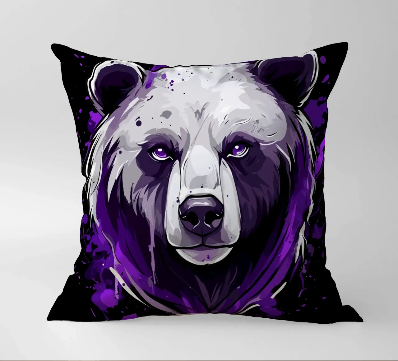 Testa di orso espressiva in stile graffiti cuscino da pixelbull - medieval art and more
